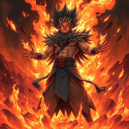 A powerful depiction of Gojo Satoru, the god of fire