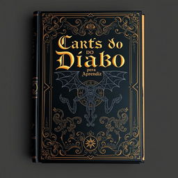 Create a book cover in black and gold, reminiscent of a bible but with demonic details