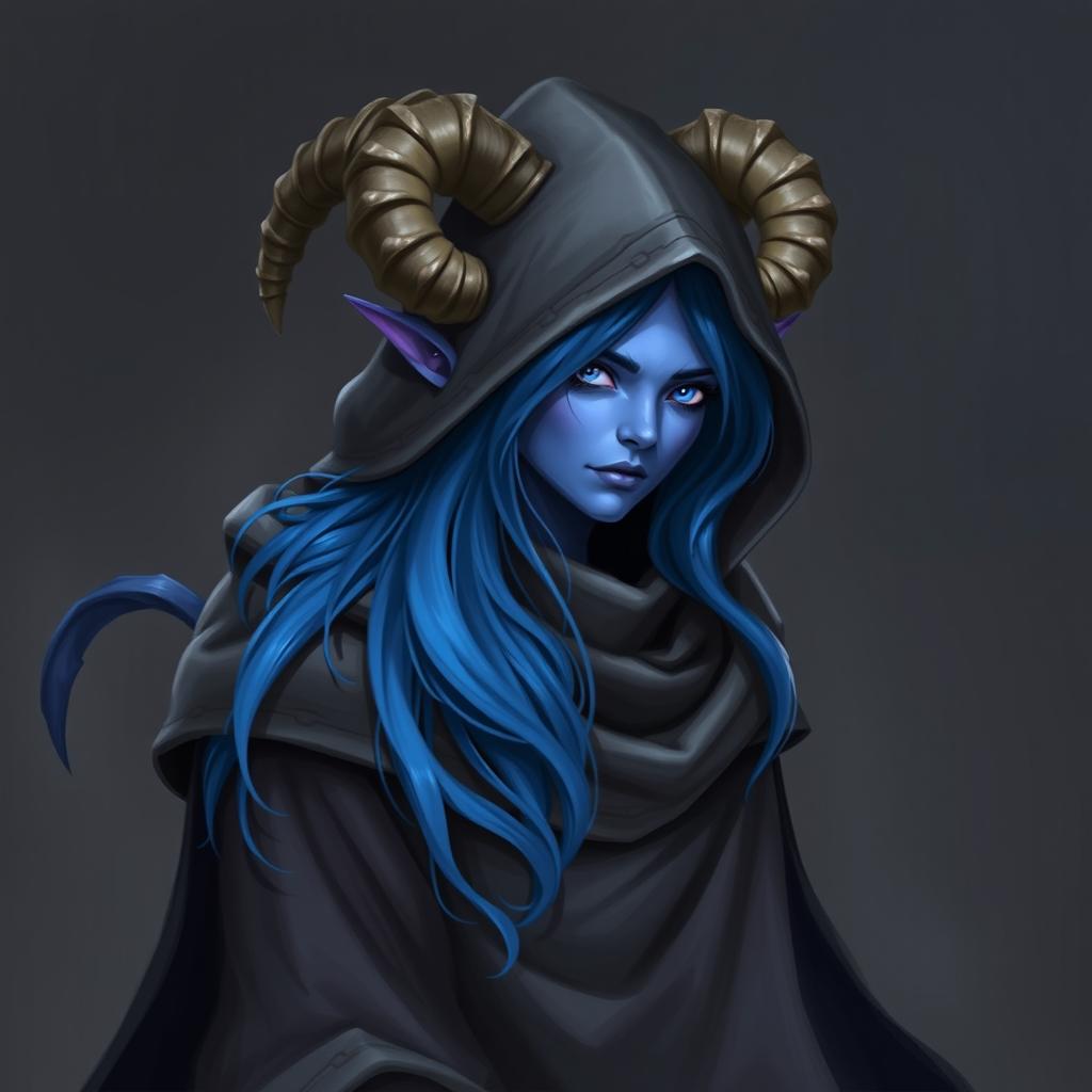 Create an image of a tiefling rogue from Dungeons and Dragons