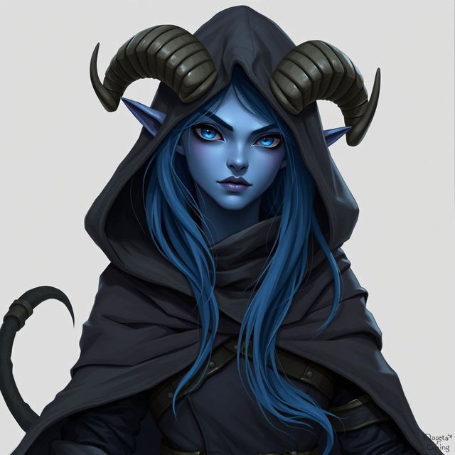 Create an image of a tiefling rogue from Dungeons and Dragons