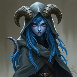 Create an image of a tiefling rogue from Dungeons and Dragons