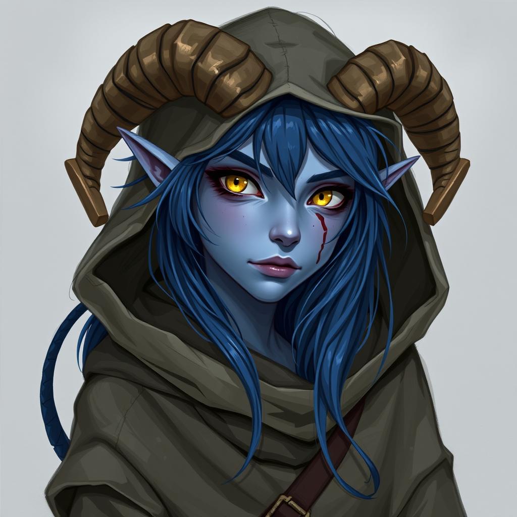 Create an image of a tiefling rogue from Dungeons and Dragons