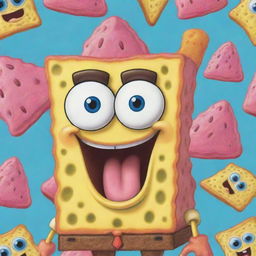 A creative fusion of SpongeBob SquarePants and Patrick Star, maintaining their recognizable features, in an amusing and vibrant style.