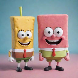 A creative fusion of SpongeBob SquarePants and Patrick Star, maintaining their recognizable features, in an amusing and vibrant style.