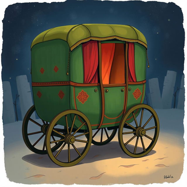 Create a children's book illustration featuring a 16th-century sedan chair without wheels