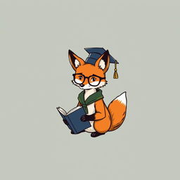 A T-shirt design featuring an illustration of a fox as a young scholar