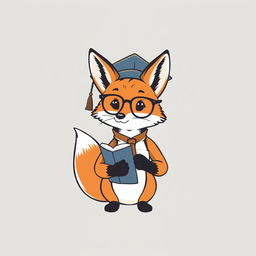 A T-shirt design featuring an illustration of a fox as a young scholar