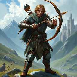 Create an image of a human archer from Dungeons & Dragons