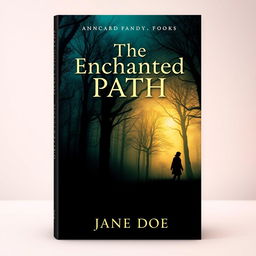 Create a captivating book cover featuring a mysterious forest at twilight, with a silhouette of a lone wanderer in the foreground