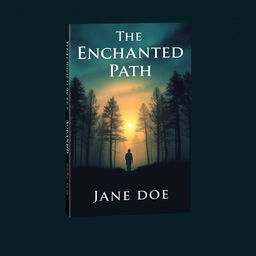 Create a captivating book cover featuring a mysterious forest at twilight, with a silhouette of a lone wanderer in the foreground