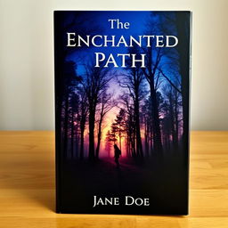 Create a captivating book cover featuring a mysterious forest at twilight, with a silhouette of a lone wanderer in the foreground