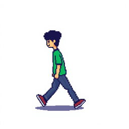 A pixel art image of a person walking