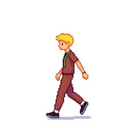 A pixel art image of a person walking