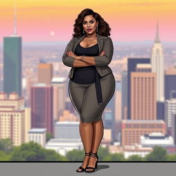 A woman with larger body proportions, depicted in a respectful and empowering manner