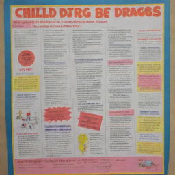 A bright, engaging poster aimed at 5th graders, emphasizing the hazards of gateway drugs. It should include child-friendly, educational content like cartoons and easy-to-understand slogans conveying the message of staying away from drugs.