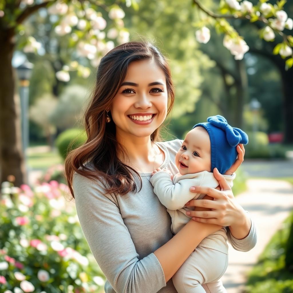 Create an image of a beautiful young mom