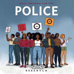 Create a realistic image for a novel cover that focuses on empowerment for victims of police brutality and highlights community struggles through activism