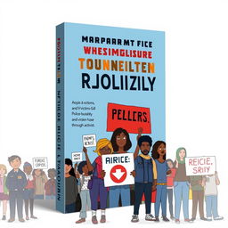 Create a realistic book cover that focuses on empowerment for victims of police brutality and highlights community struggles through activism