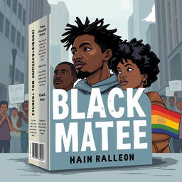 Design a book cover for a novel that addresses the injustices faced by black males and the LGBTQ+ community