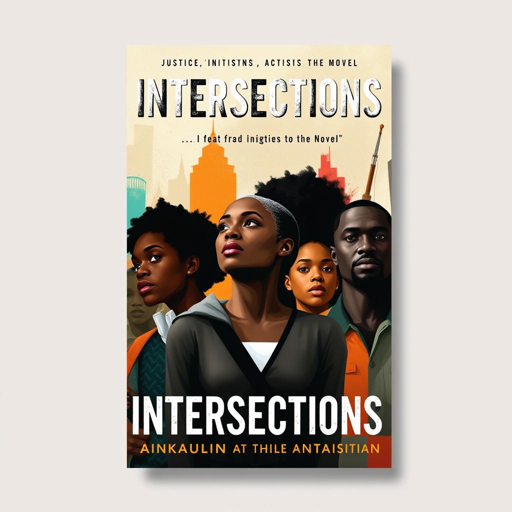 Create a book cover for the novel *"Intersections"* that evokes the themes of justice, activism, and human connection