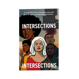 Create a book cover for the novel *"Intersections"* that evokes the themes of justice, activism, and human connection