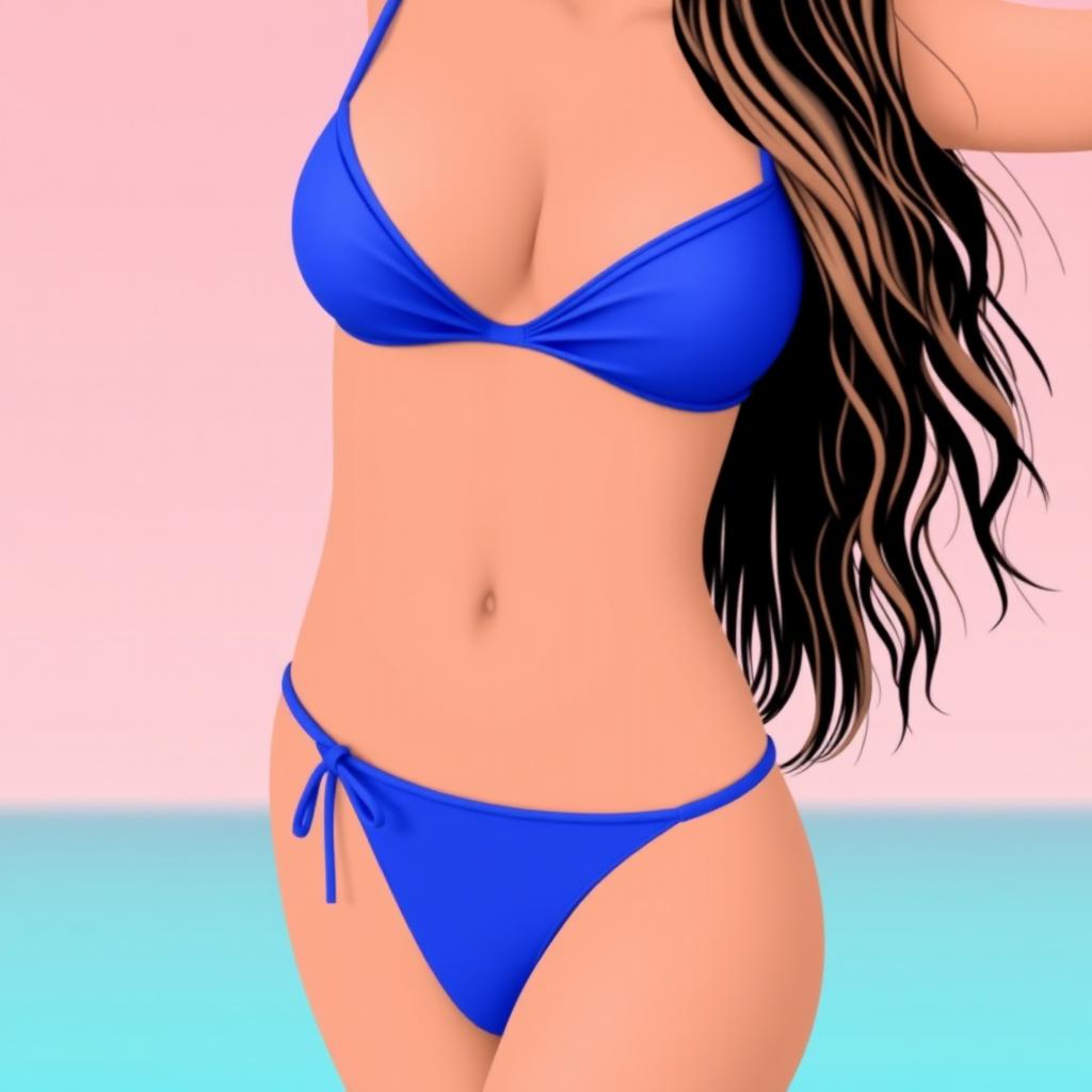 Create an image of a stylish blue bikini