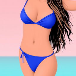 Create an image of a stylish blue bikini