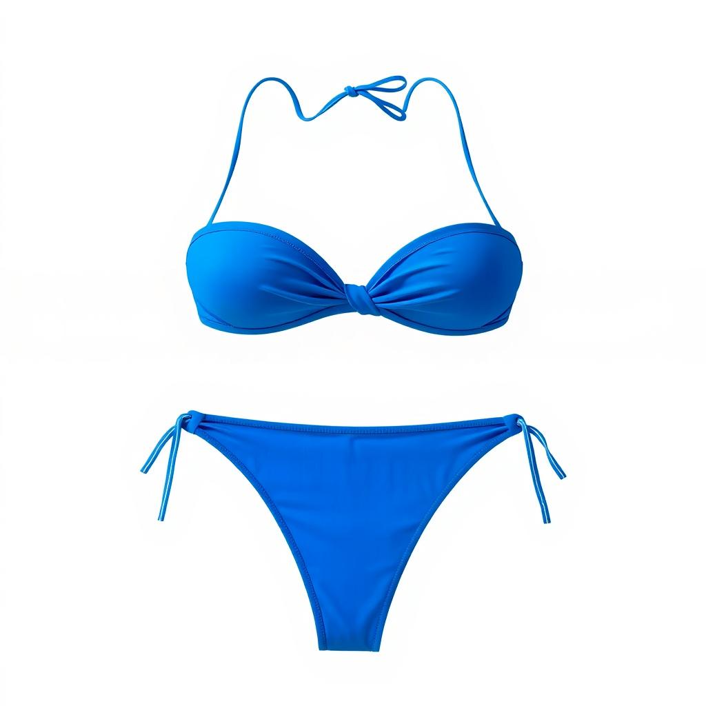 Create an image of a stylish blue bikini