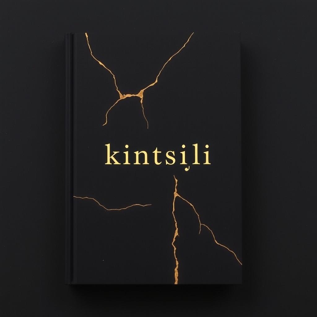 A book cover with a completely black background featuring a few golden cracks