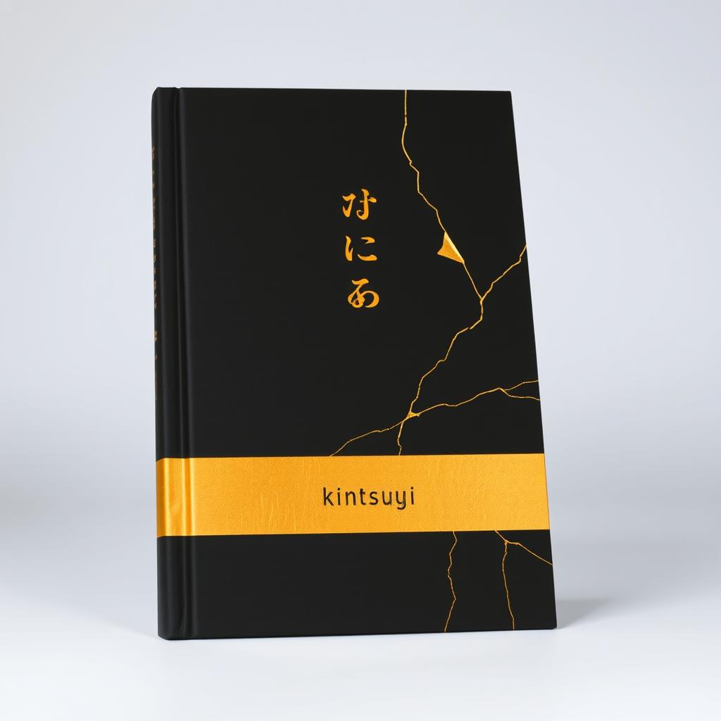 A paperback book cover with a completely matte black background featuring a few random golden cracks