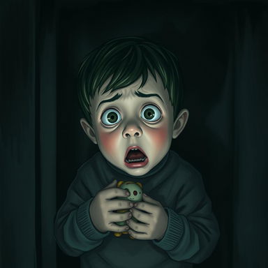 A small boy is very scared