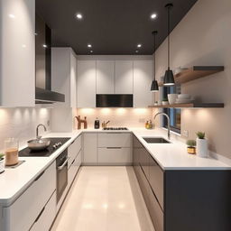 Design a long kitchen that is 3 meters wide