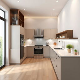 Design a long kitchen that is 3 meters wide