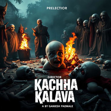 A terrifying scene featuring a dead child with horrifying eyes that bleed