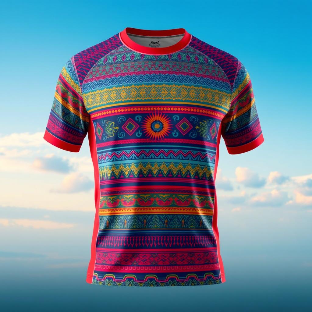 A stylish running shirt designed with a Tenun Sambas theme