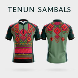 A stylish running shirt designed with a Tenun Sambas theme