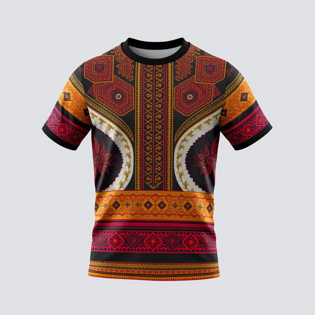 A stylish running shirt designed with a Tenun Sambas theme