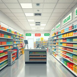 Create a detailed interior design of a dollar store