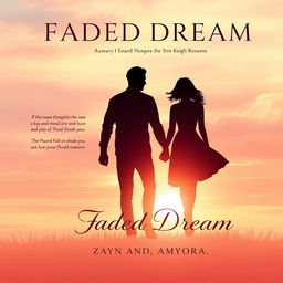 Create a soft romance book cover titled 'FADED DREAM: Zayn and Amyra's Journey'