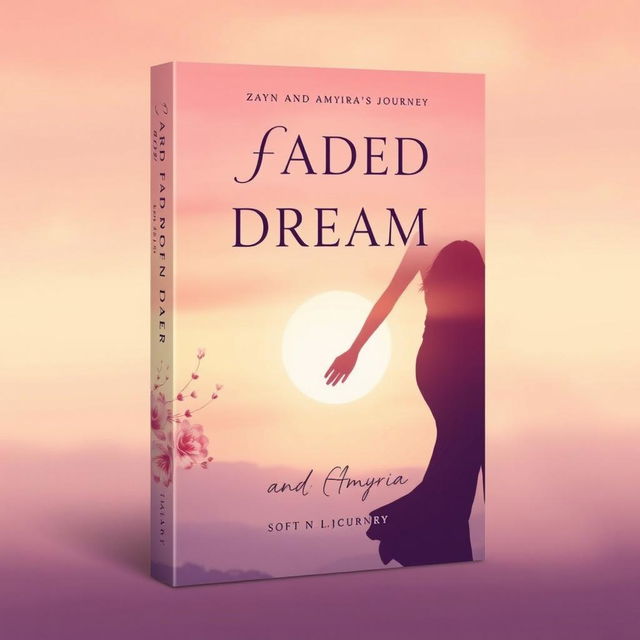 Create a soft romance book cover titled 'FADED DREAM: Zayn and Amyra's Journey'