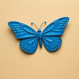 Create an image of a blue butterfly made from kraft paper