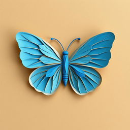 Create an image of a blue butterfly made from kraft paper