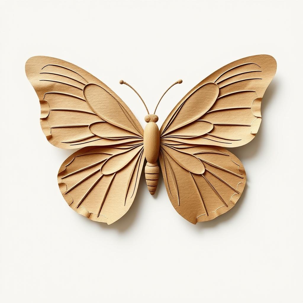 Create an image of a butterfly made from kraft paper