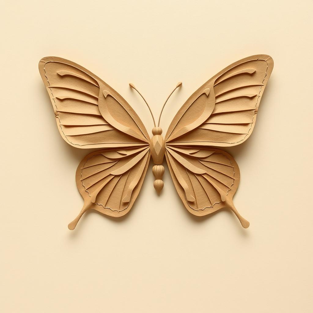 Create an image of a butterfly made from kraft paper