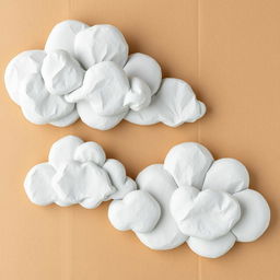 Create an image of gray clouds made from kraft paper