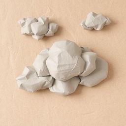 Create an image of gray clouds made from kraft paper