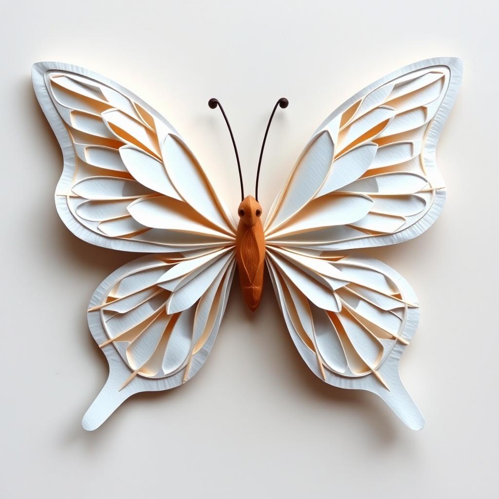 Create an image of a butterfly made out of paper