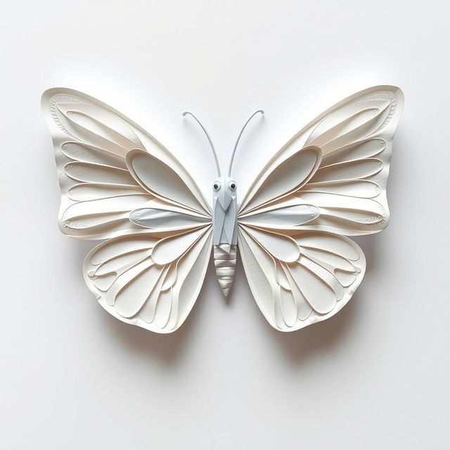 Create an image of a butterfly made out of paper