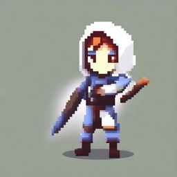 Create a pixel art image of the Dota 2 hero Hoodwink on a white background