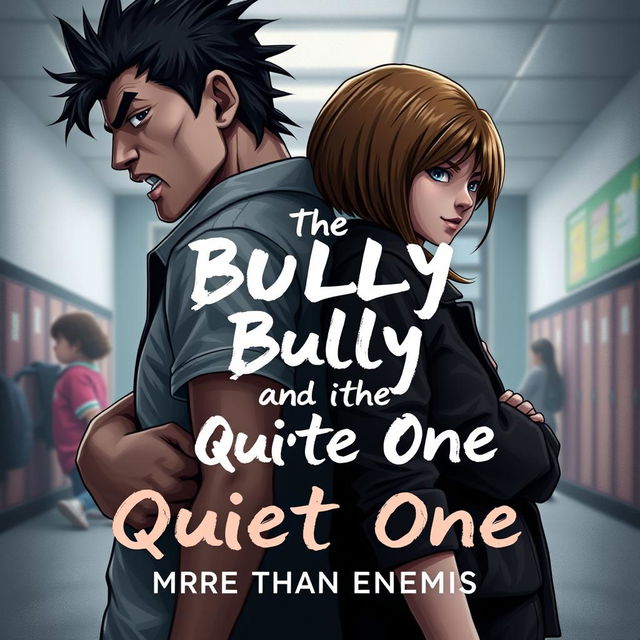 Create an image suitable for a book cover titled 'The Bully and The Quiet One: More Than Enemies'